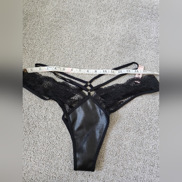 Victoria's L Secret Sexy Faux Leather Fishnet Strap Open Back Brazilian NWT - Picture 4 of 4